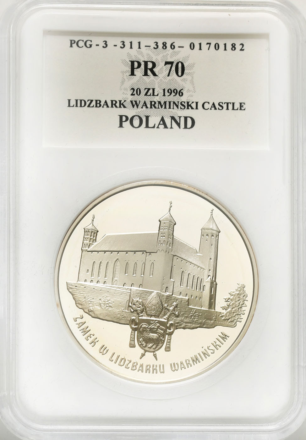III RP. 20 złotych 1996 Lidzbark - zamek PCG PR70